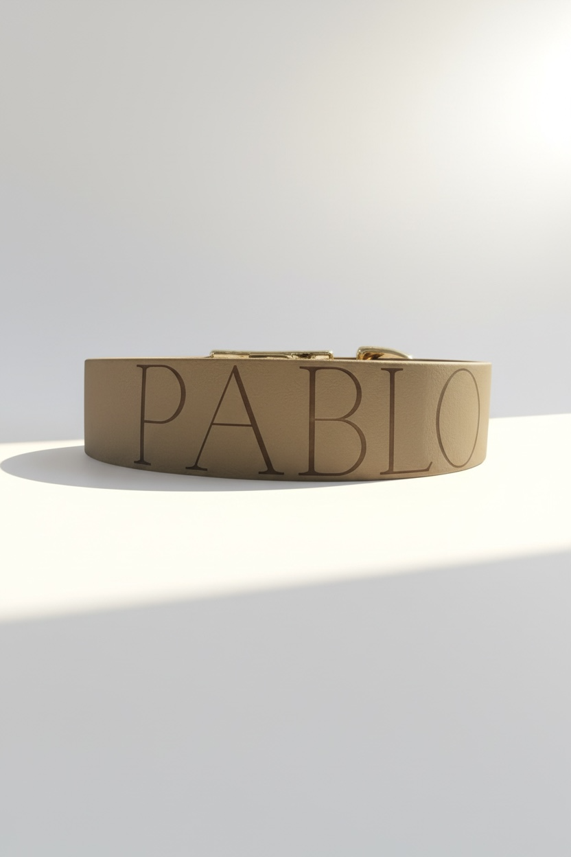 Engraved-Minimal Hundehalsband aus einfarbigem BioThane mit personalisierter Gravur, Design your own Halsband.