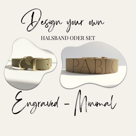 Engraved-Minimal Hundehalsband aus einfarbigem BioThane mit personalisierter Gravur, Design your own Halsband.