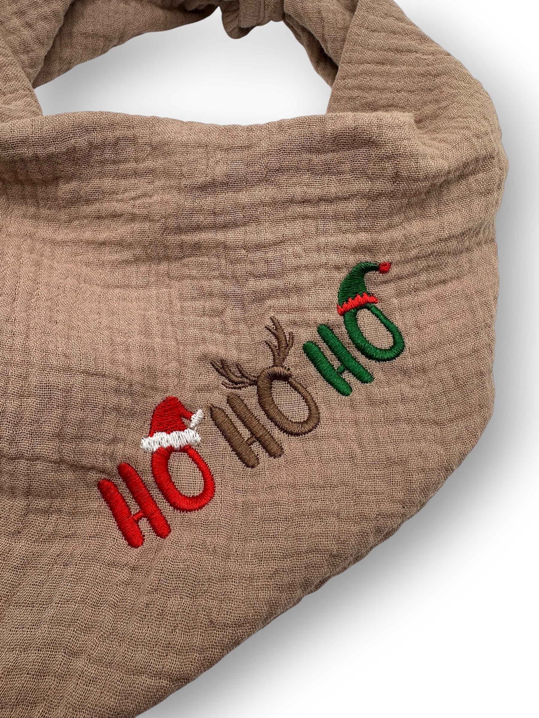 hundehalstuch aus 100% Baumwolle mit Weihnachtsmotiv ho ho ho. in verschiedenen Farben und Größen erhältlich